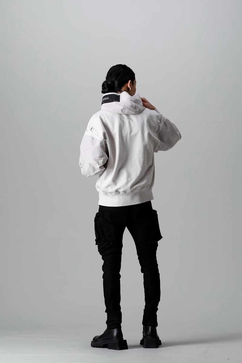 Cotton Sweat Damaged Combo Hoodie Plaster