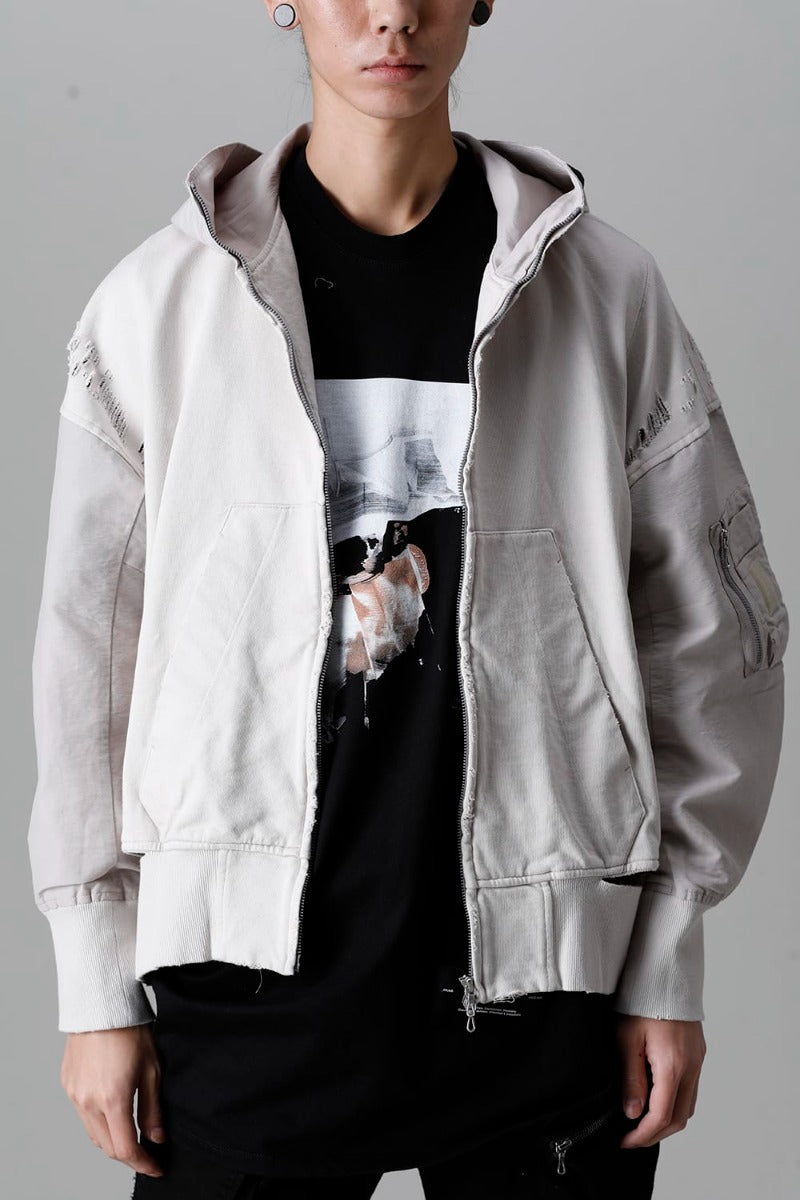 Cotton Sweat Damaged Combo Hoodie Plaster