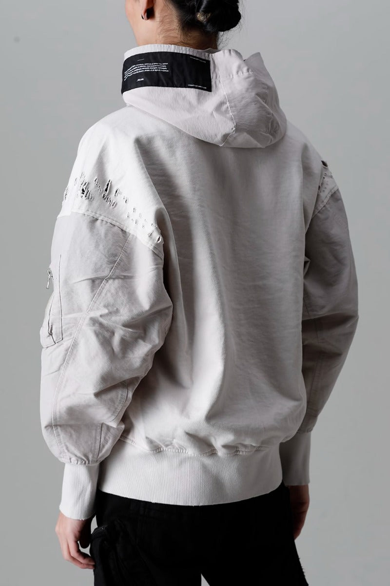 Cotton Sweat Damaged Combo Hoodie Plaster