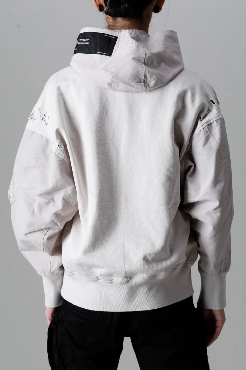 Cotton Sweat Damaged Combo Hoodie Plaster