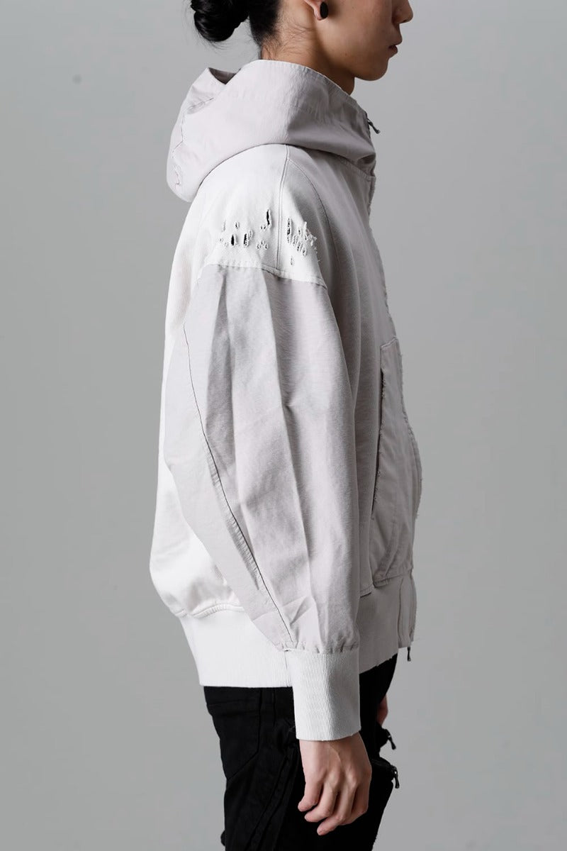 Cotton Sweat Damaged Combo Hoodie Plaster