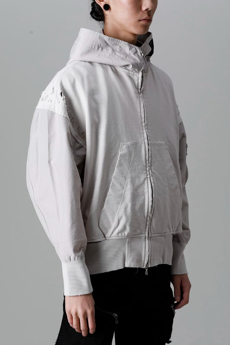 Cotton Sweat Damaged Combo Hoodie Plaster