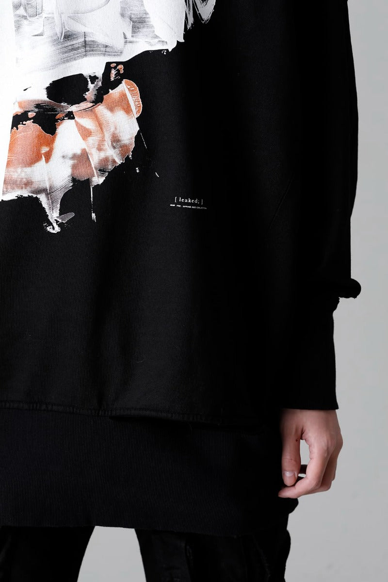 Cotton Sweat Damaged Pullover Black