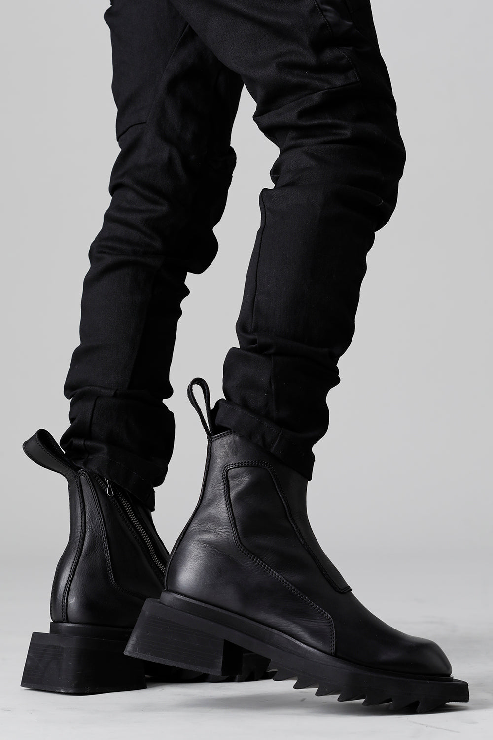 Cow Leather Side Zip Up Boots