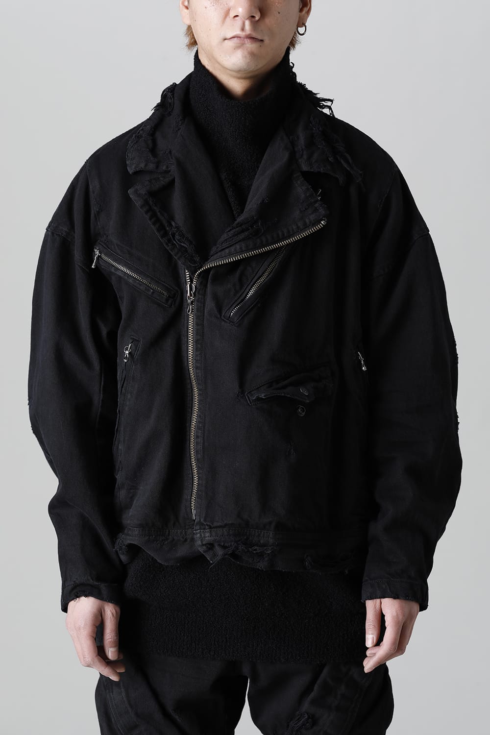 Damaged Biker Denimjacket Black