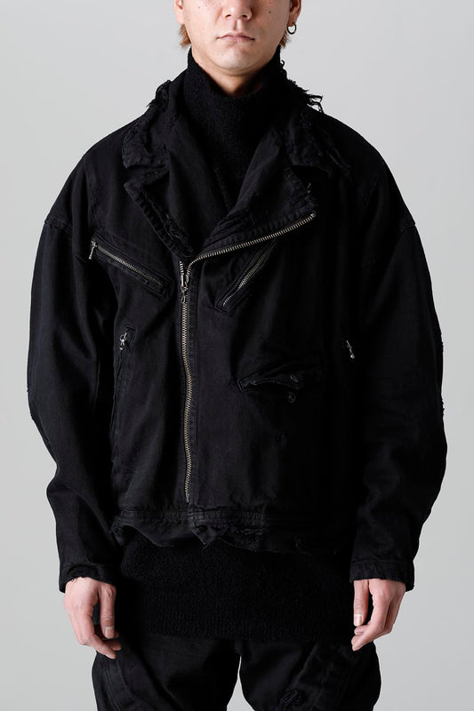 Damaged Biker Denimjacket Black