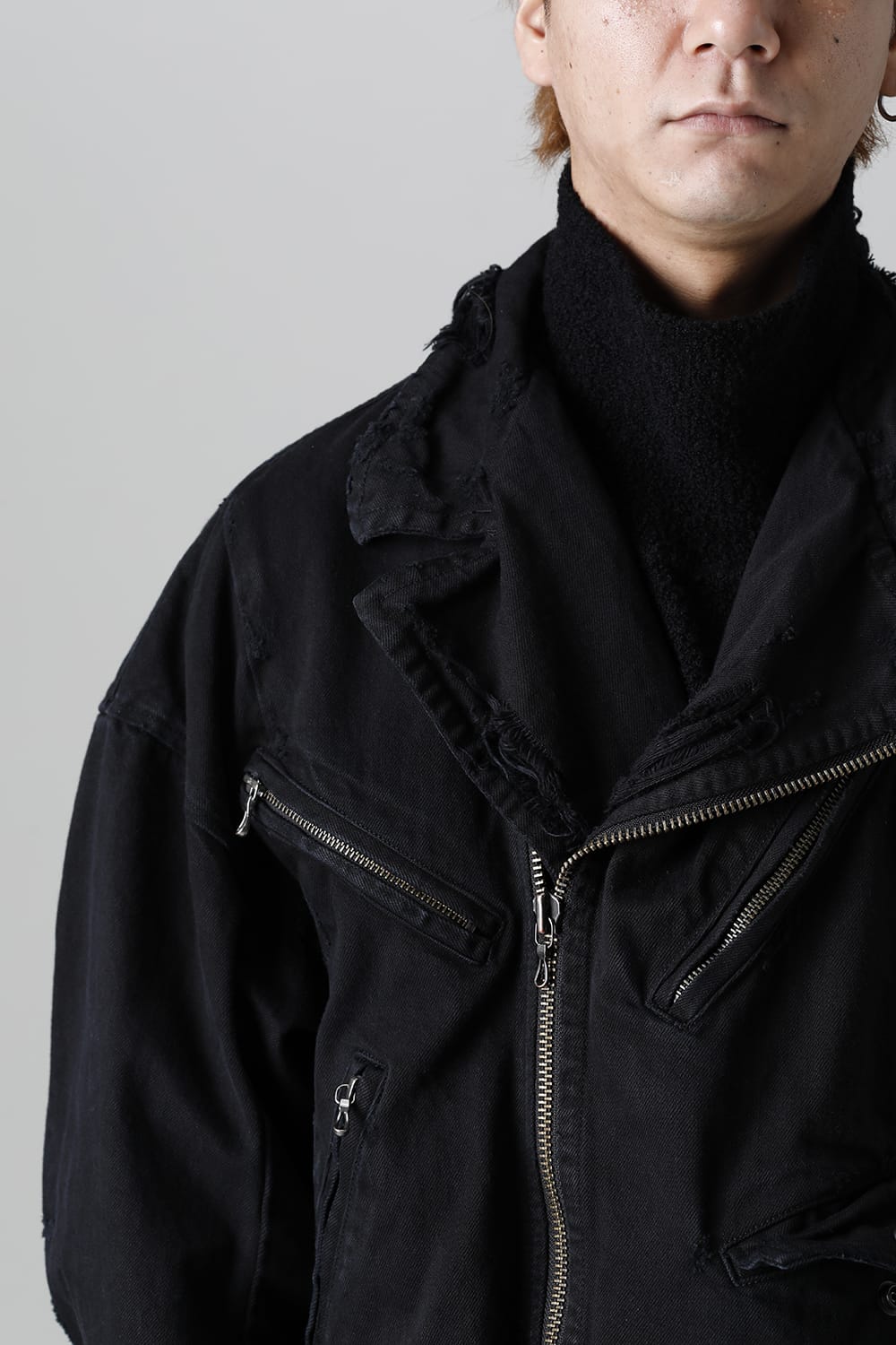 Damaged Biker Denimjacket Black