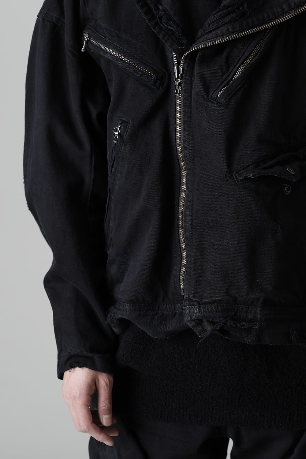 Damaged Biker Denimjacket Black