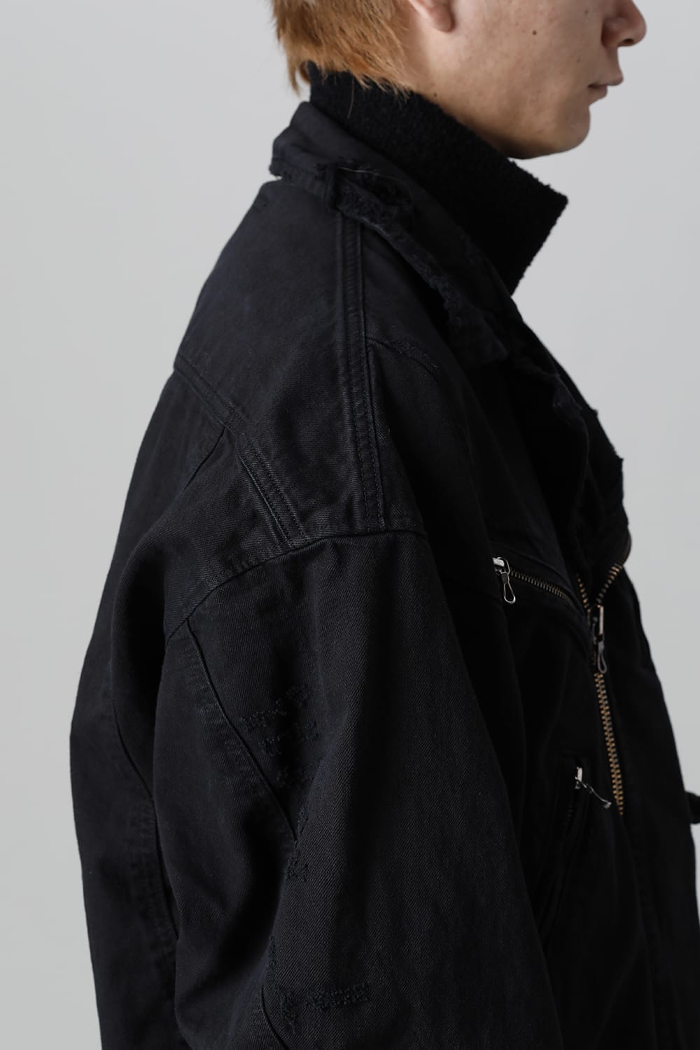 Damaged Biker Denimjacket Black