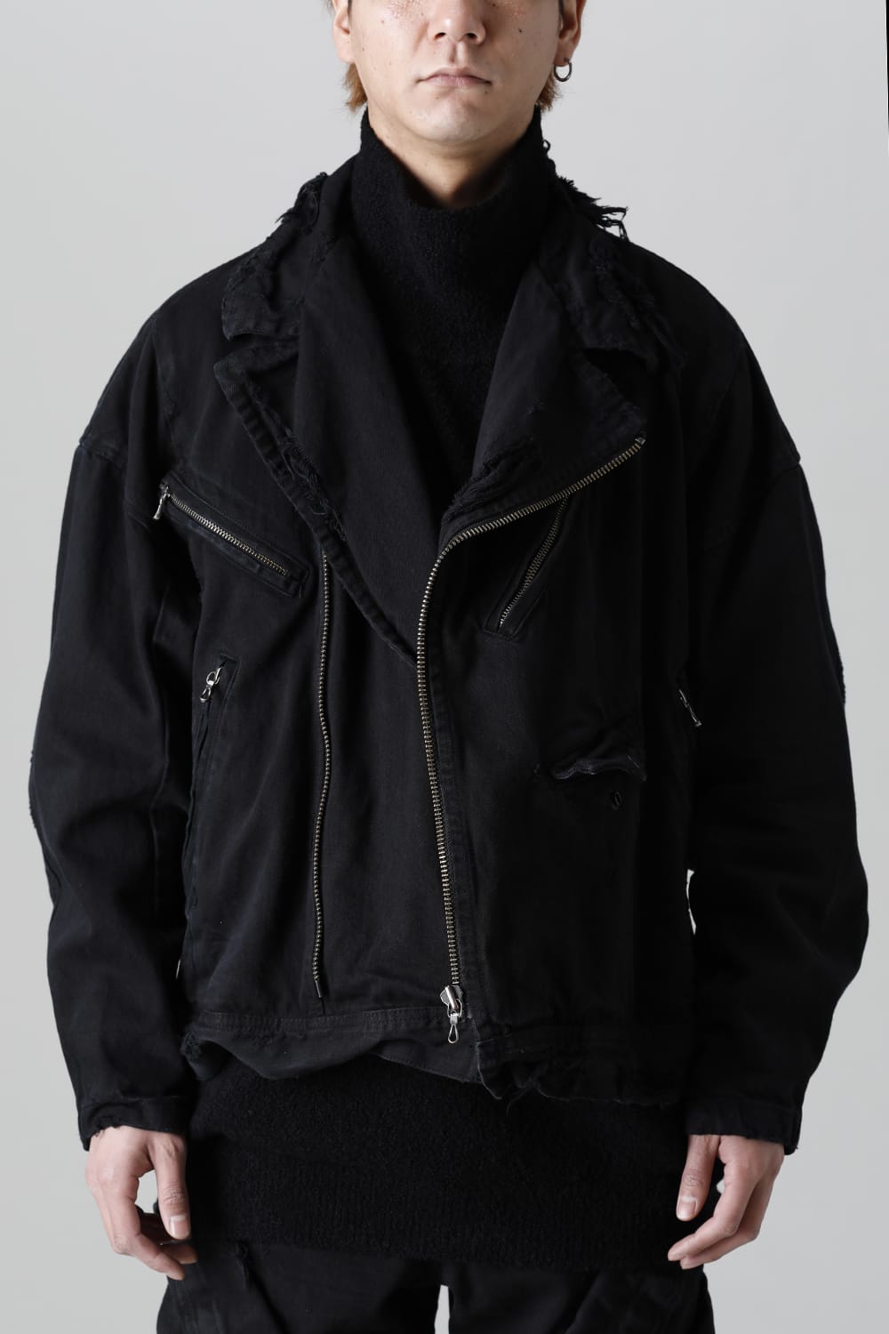 Damaged Biker Denimjacket Black