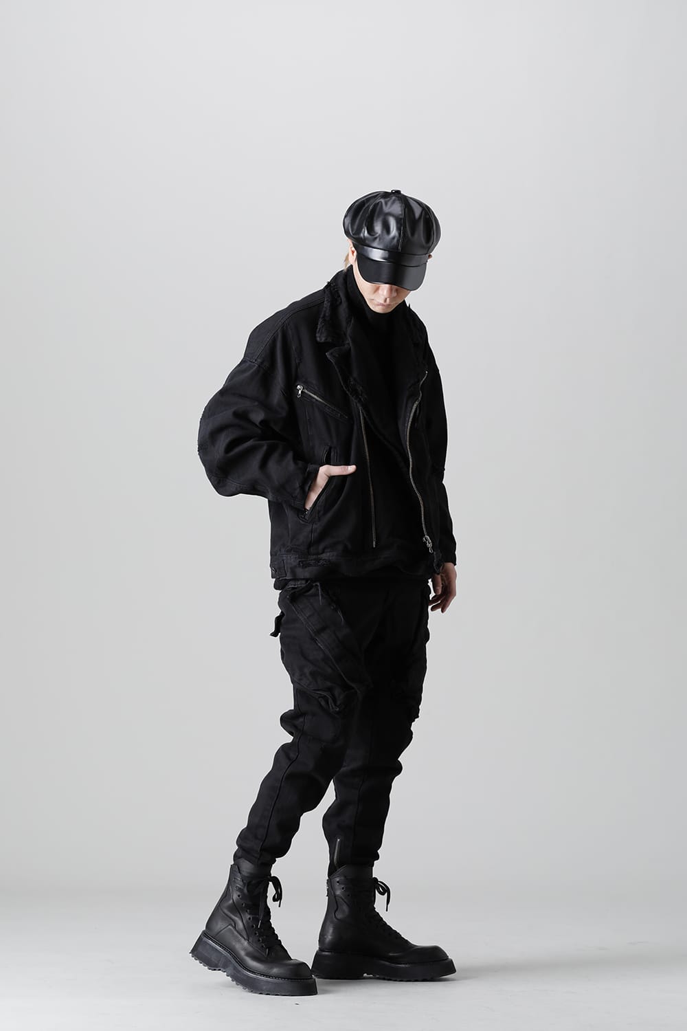 Damaged Biker Denimjacket Black