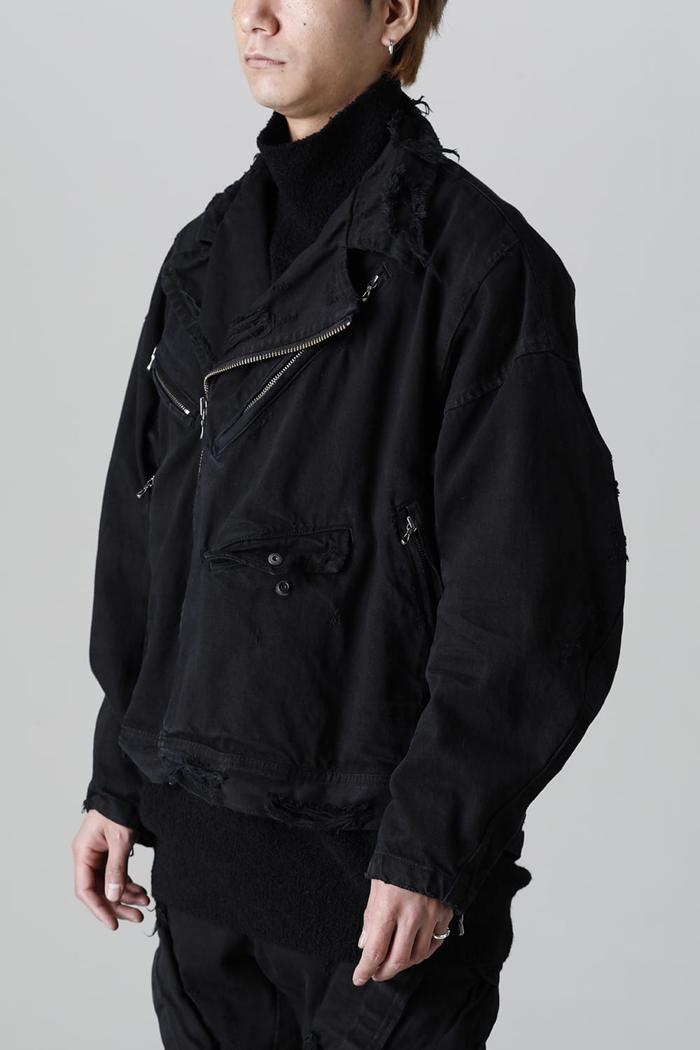 Damaged Biker Denimjacket Black