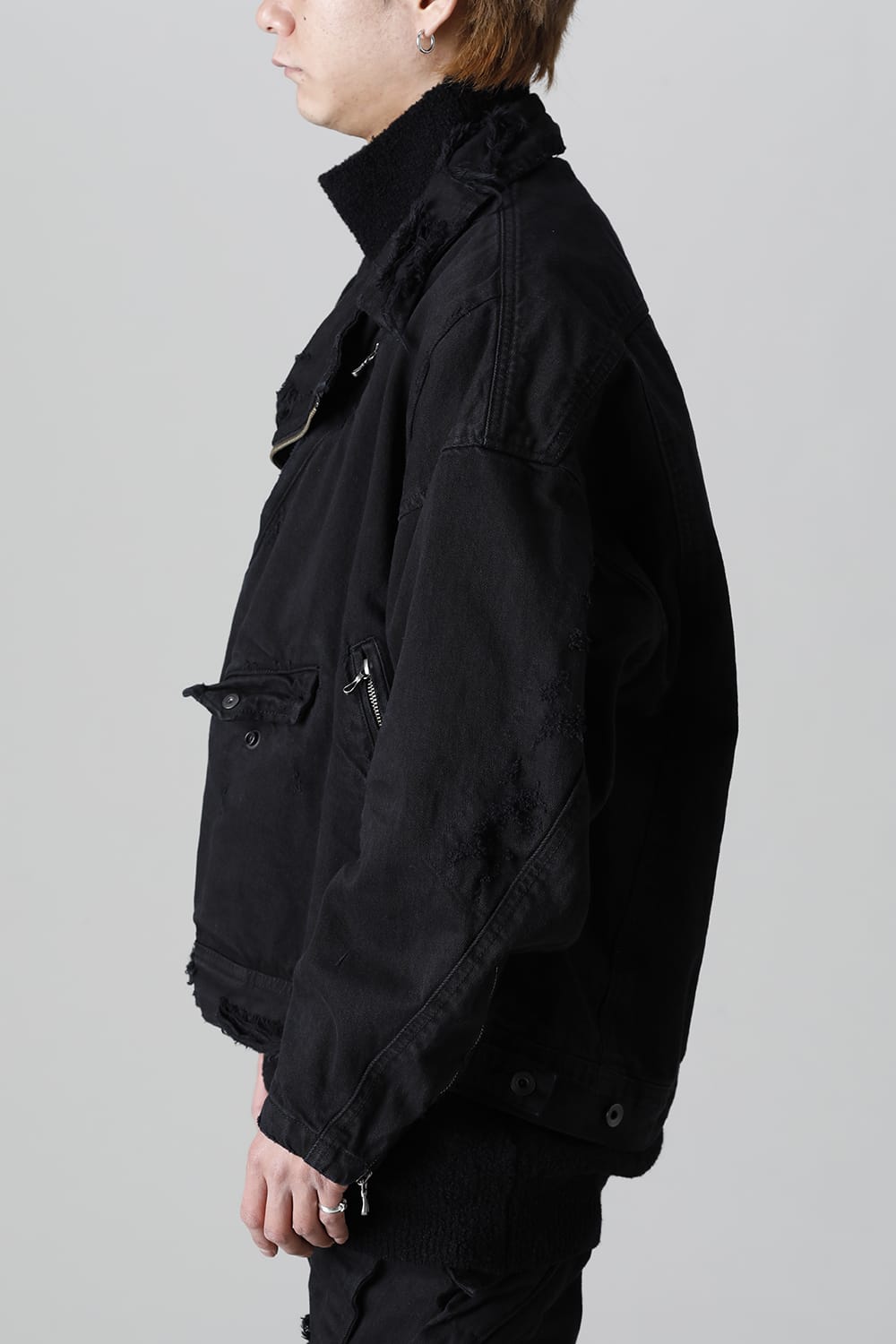 Damaged Biker Denimjacket Black