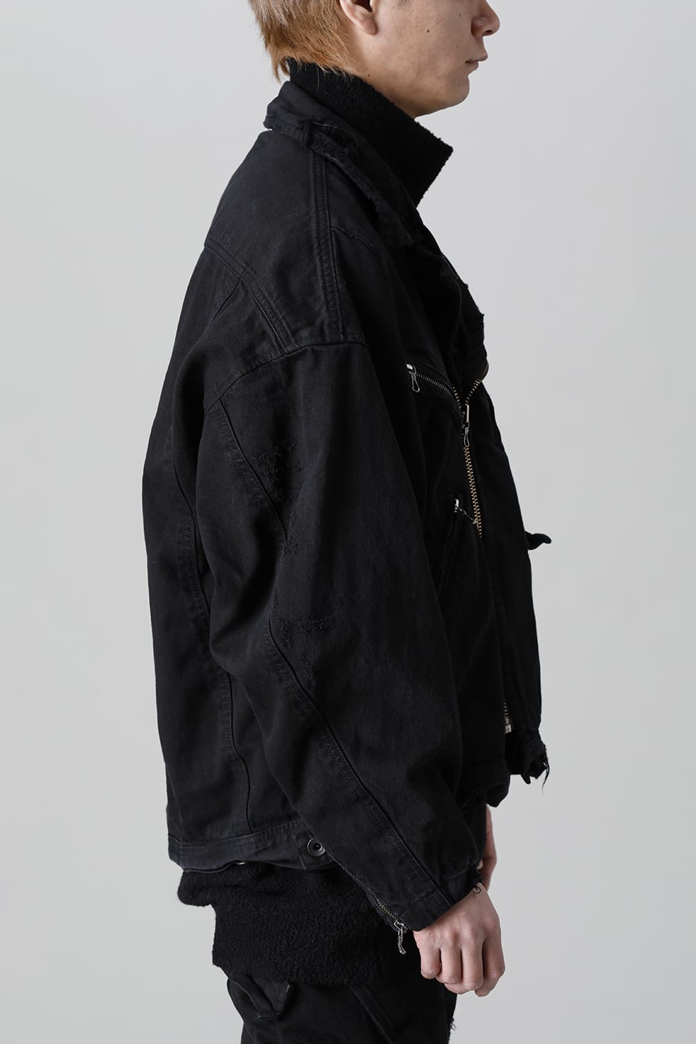 Damaged Biker Denimjacket Black