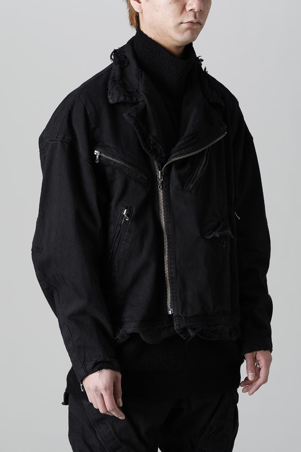 Damaged Biker Denimjacket Black