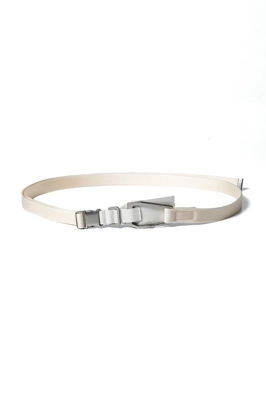 Cow Skin / Nylon Tape Belt Off White