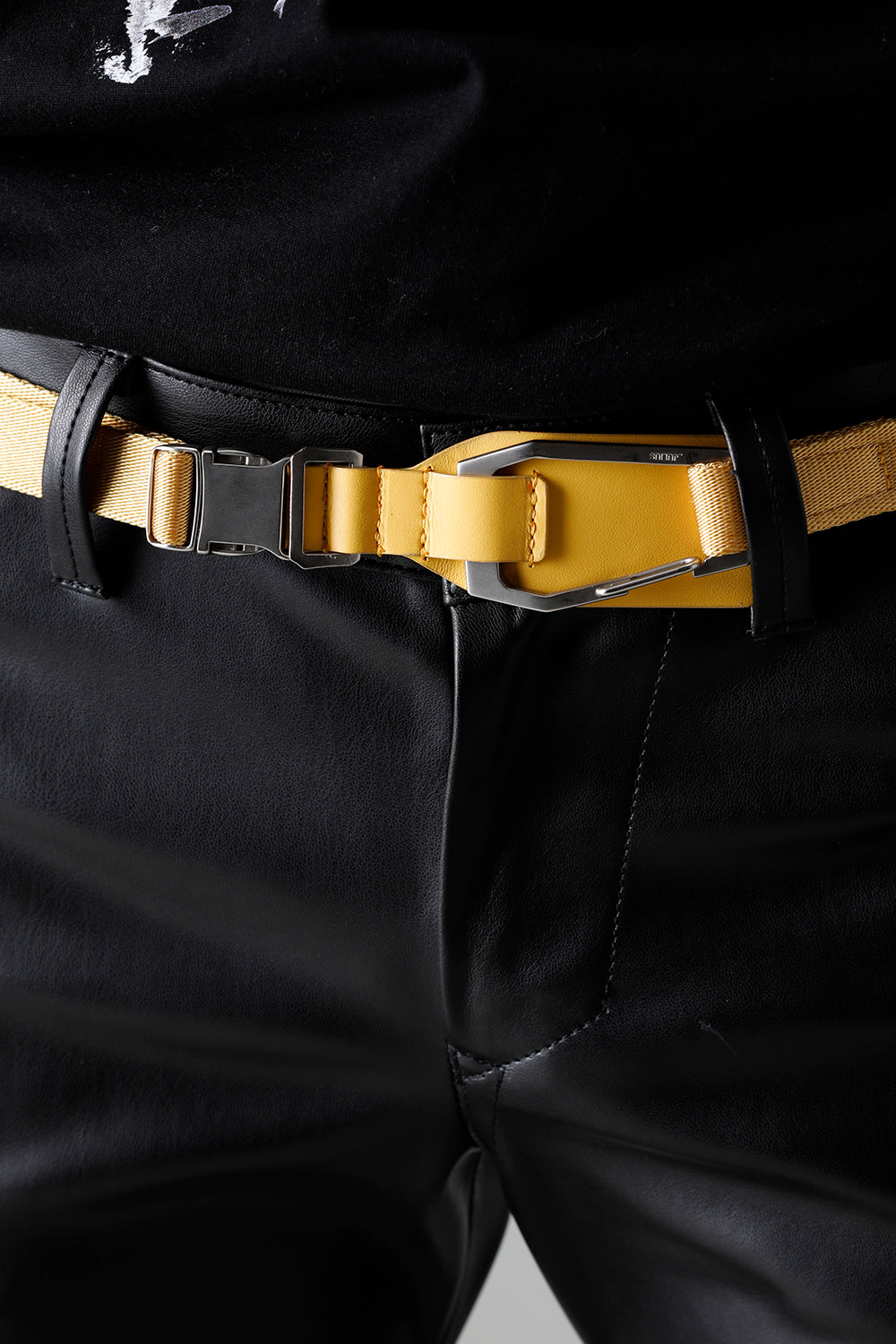 Cow Skin / Nylon Tape Belt Yellow