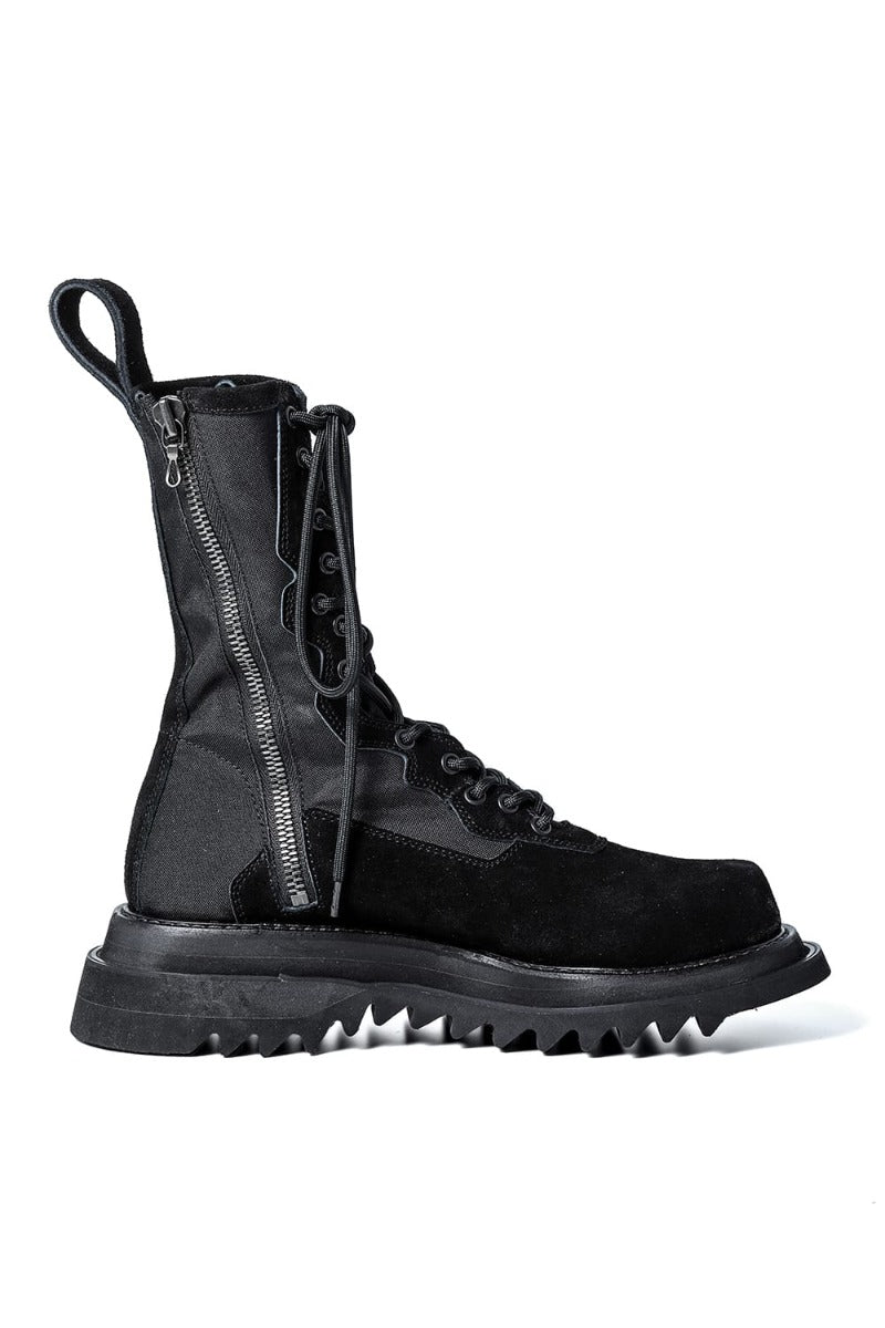 Cow Velor Lace Up Combat Boots