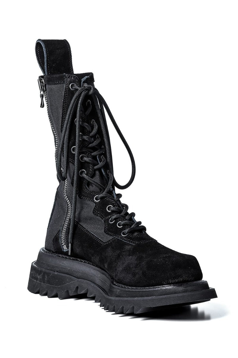 Cow Velor Lace Up Combat Boots