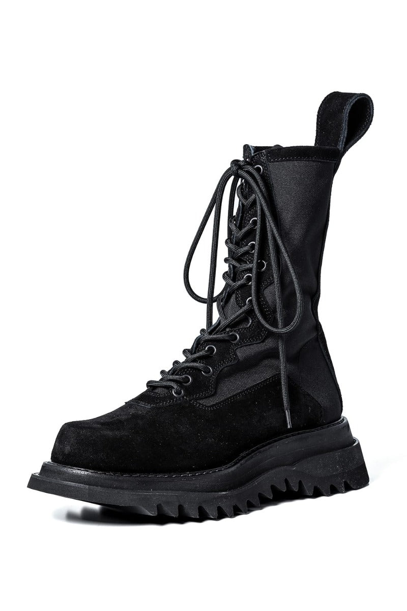 Cow Velor Lace Up Combat Boots