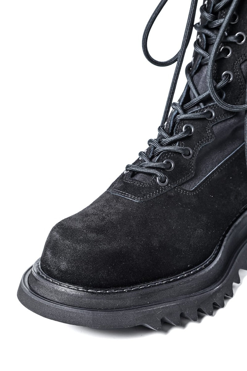 Cow Velor Lace Up Combat Boots