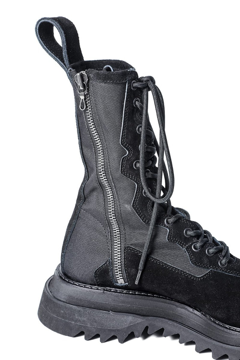 Cow Velor Lace Up Combat Boots