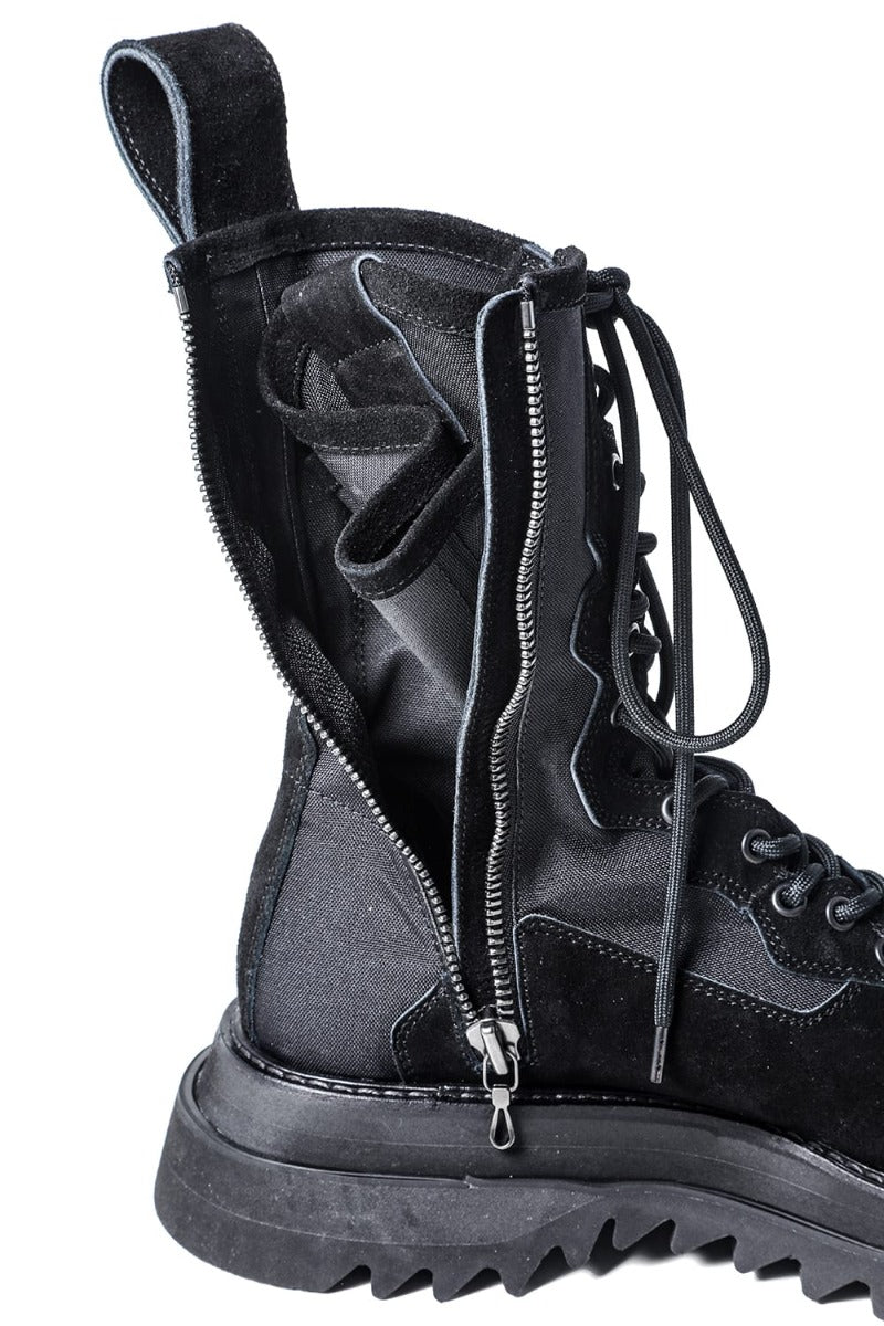 Cow Velor Lace Up Combat Boots