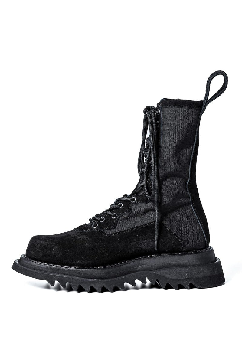 Cow Velor Lace Up Combat Boots