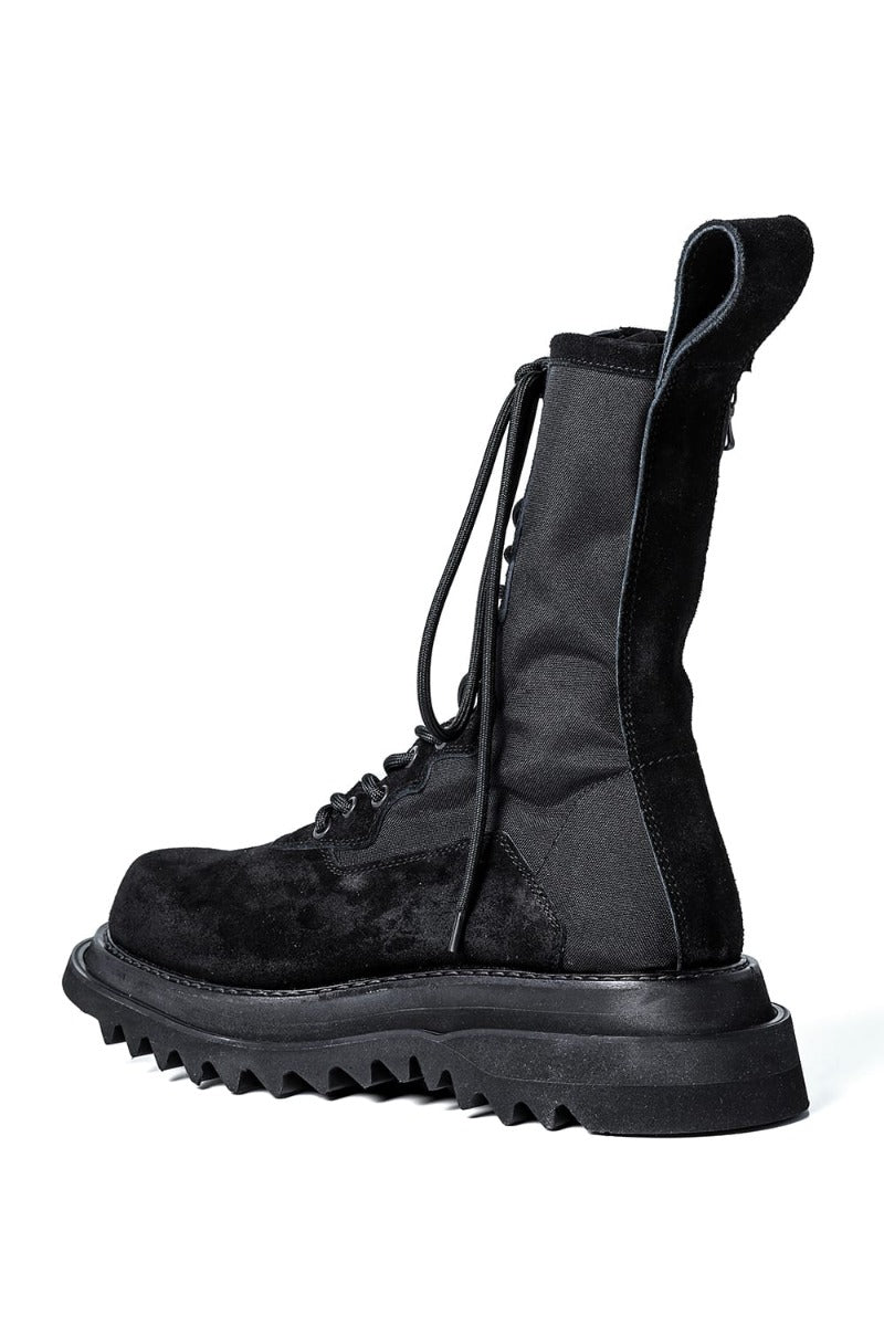 Cow Velor Lace Up Combat Boots