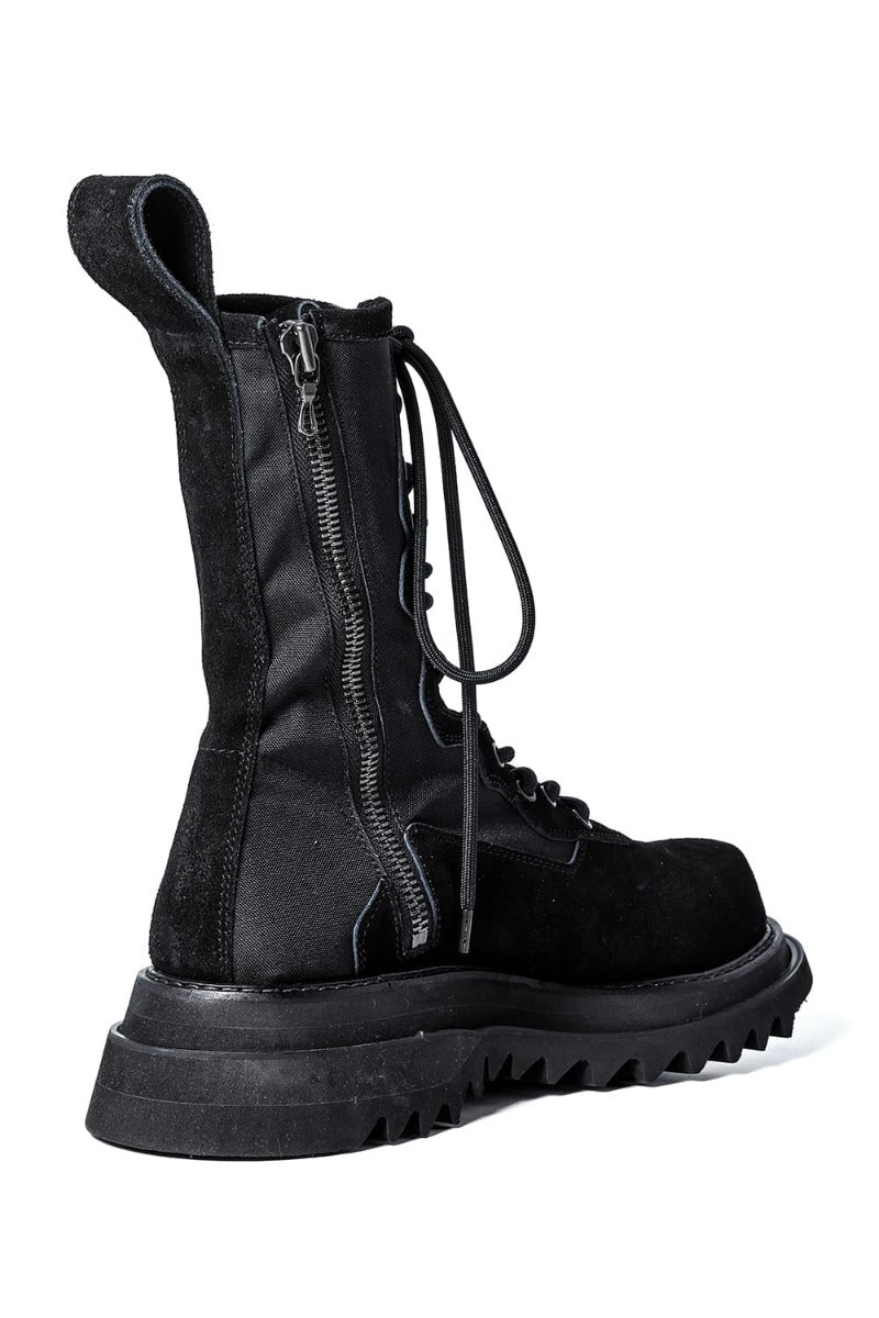 Cow Velor Lace Up Combat Boots