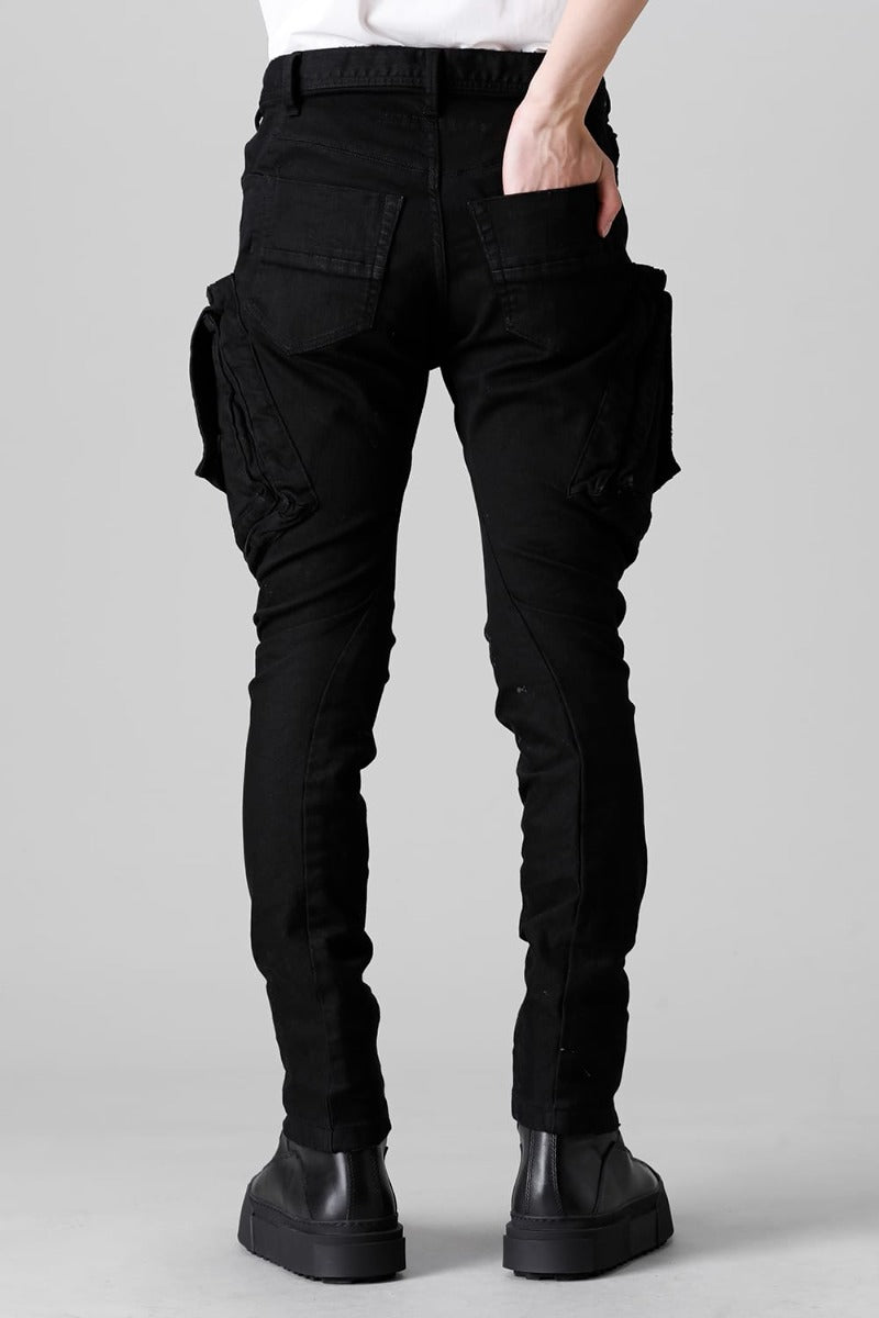 10.5oz Stretch Denim Damage Painted Cargo Skinny Denims