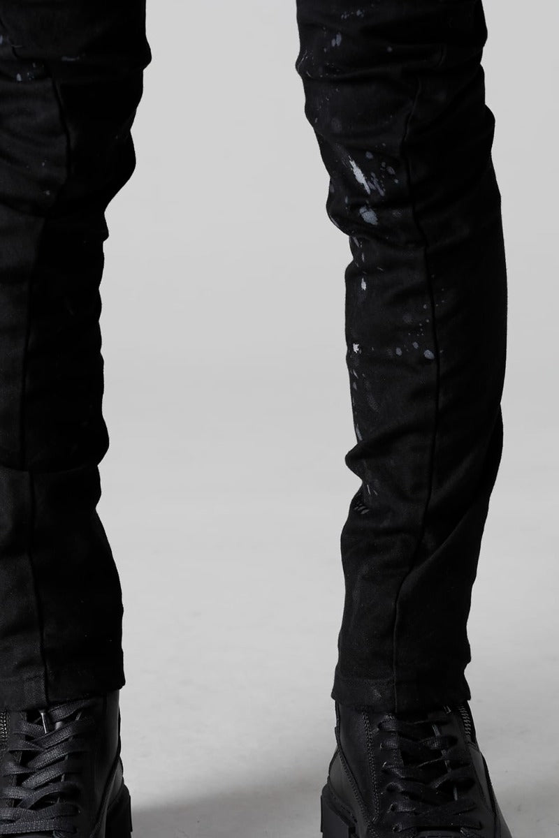 10.5oz Stretch Denim Damage Painted Cargo Skinny Denims