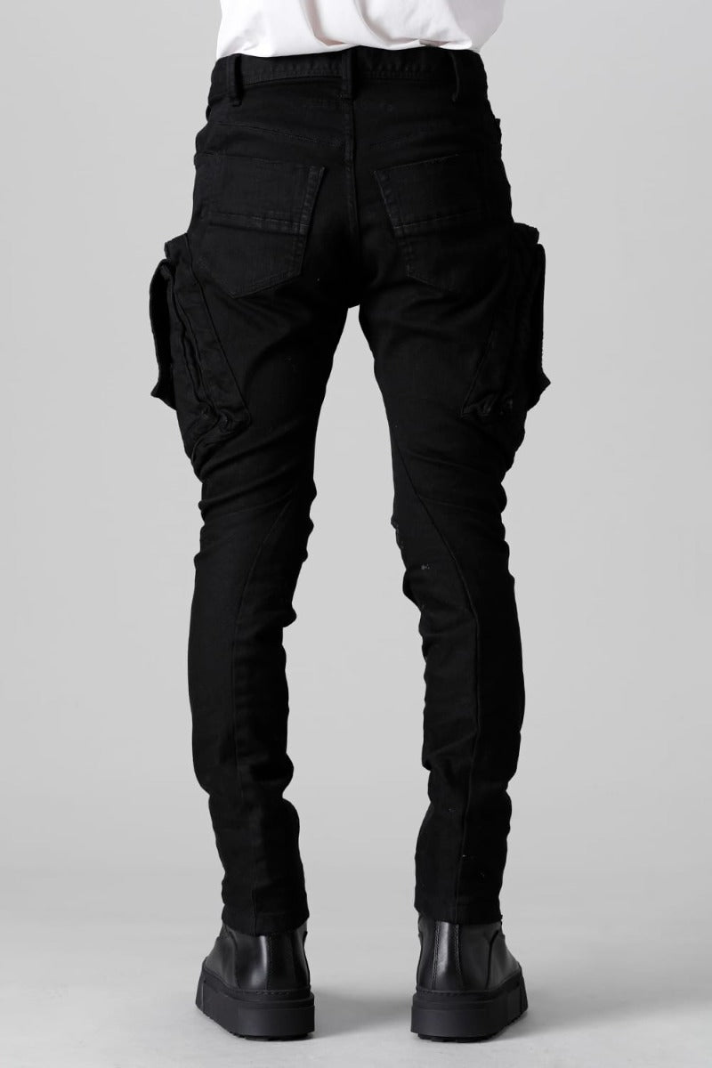 10.5oz Stretch Denim Damage Painted Cargo Skinny Denims