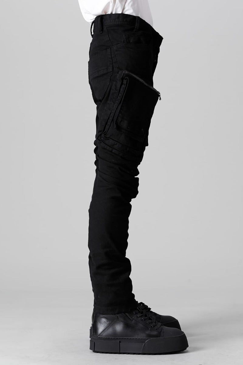 10.5oz Stretch Denim Damage Painted Cargo Skinny Denims