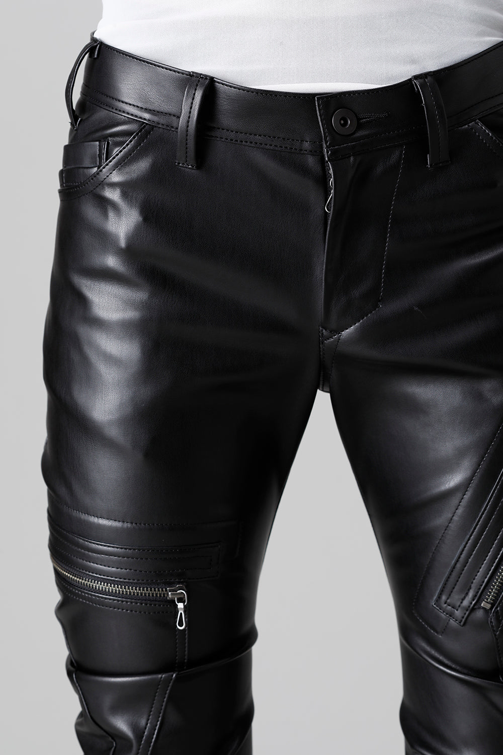 Synthetic Leather Pleather Indirect Pants