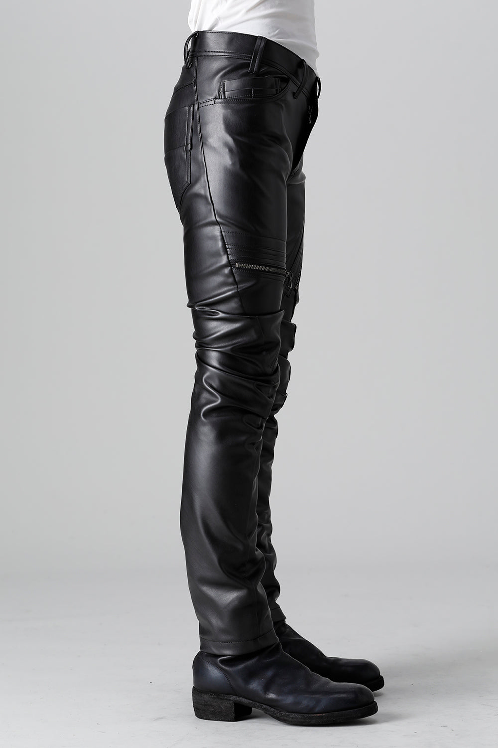 Synthetic Leather Pleather Indirect Pants