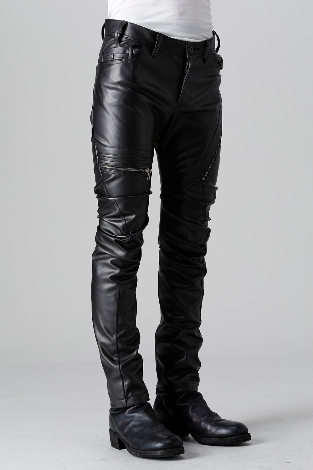 Synthetic Leather Pleather Indirect Pants