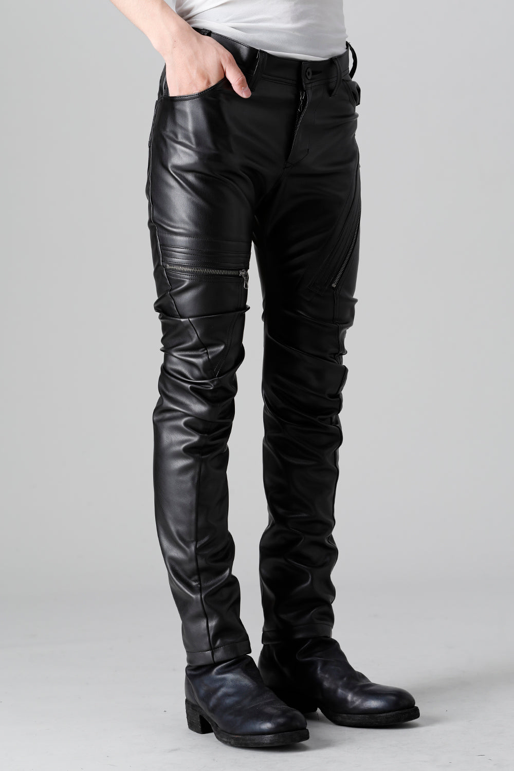 Synthetic Leather Pleather Indirect Pants