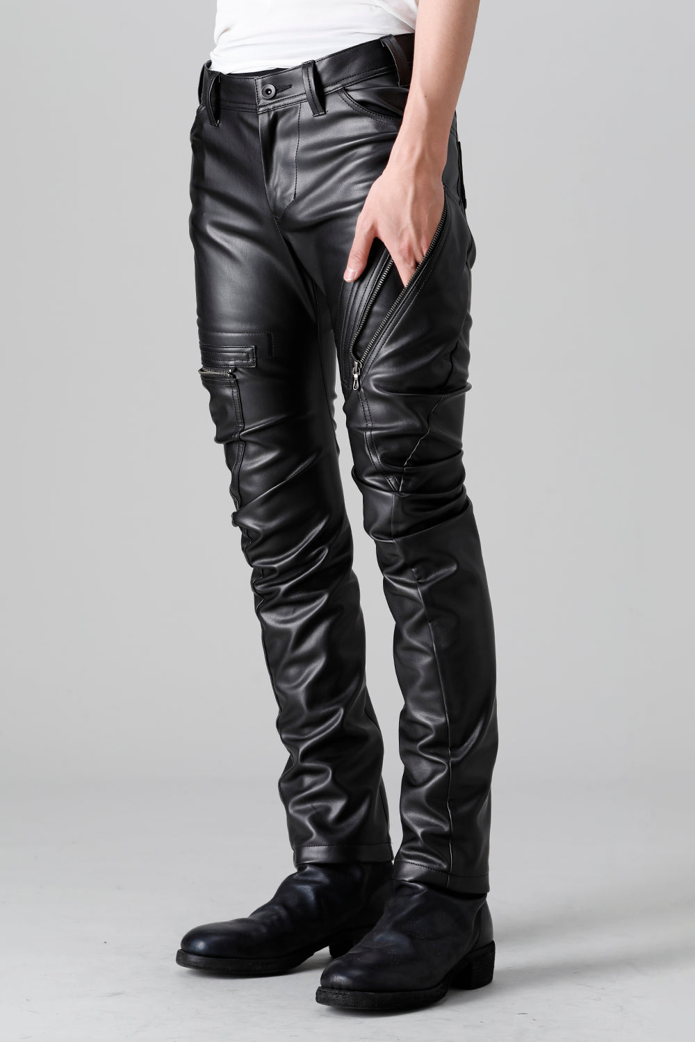 Synthetic Leather Pleather Indirect Pants