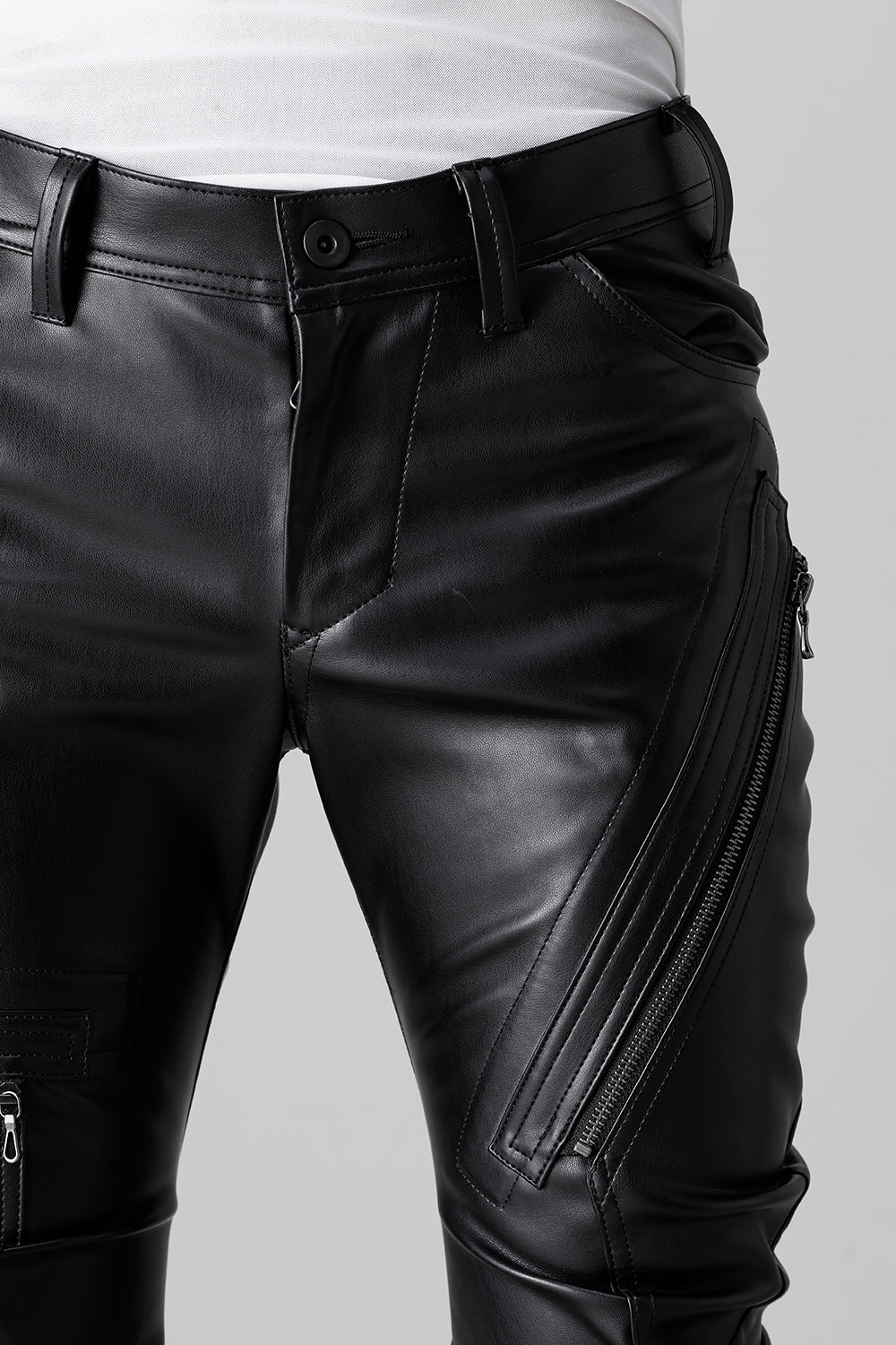 Synthetic Leather Pleather Indirect Pants