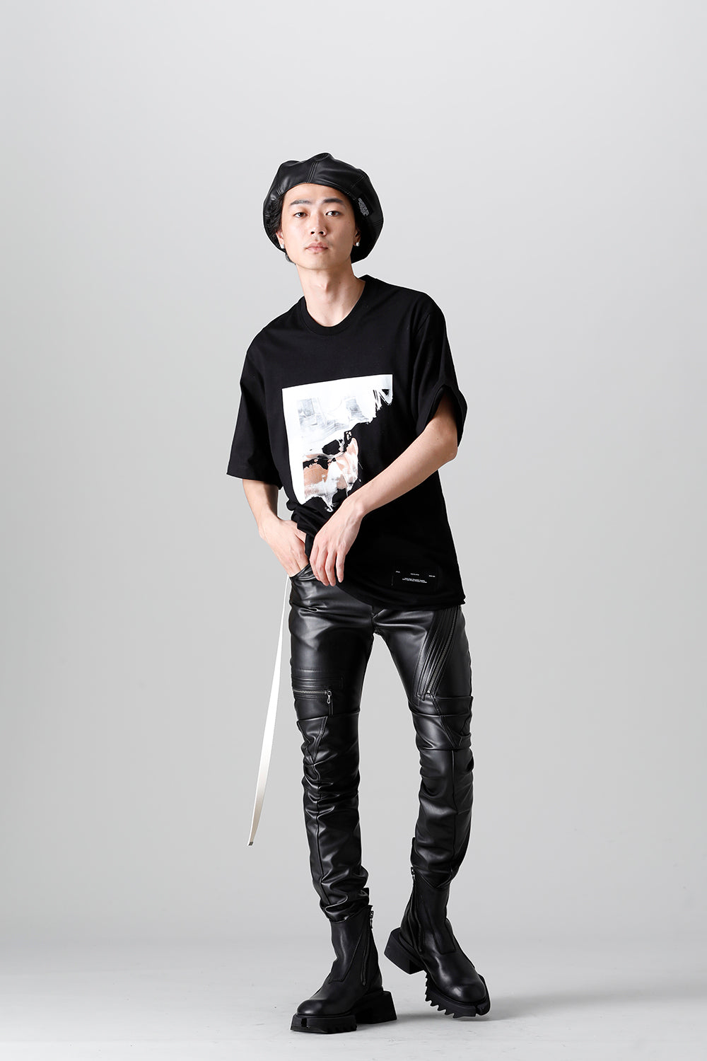 Synthetic Leather Pleather Indirect Pants