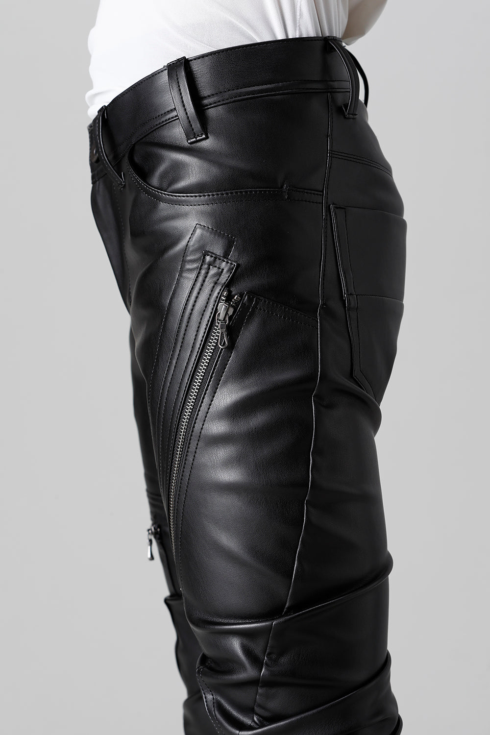 Synthetic Leather Pleather Indirect Pants