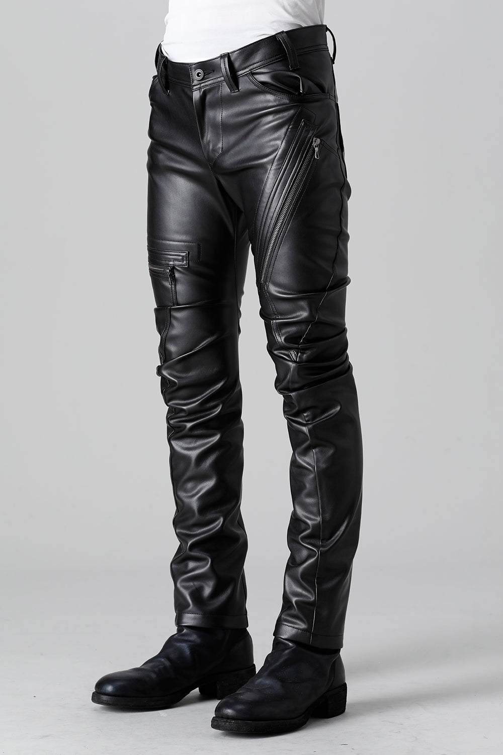 Synthetic Leather Pleather Indirect Pants