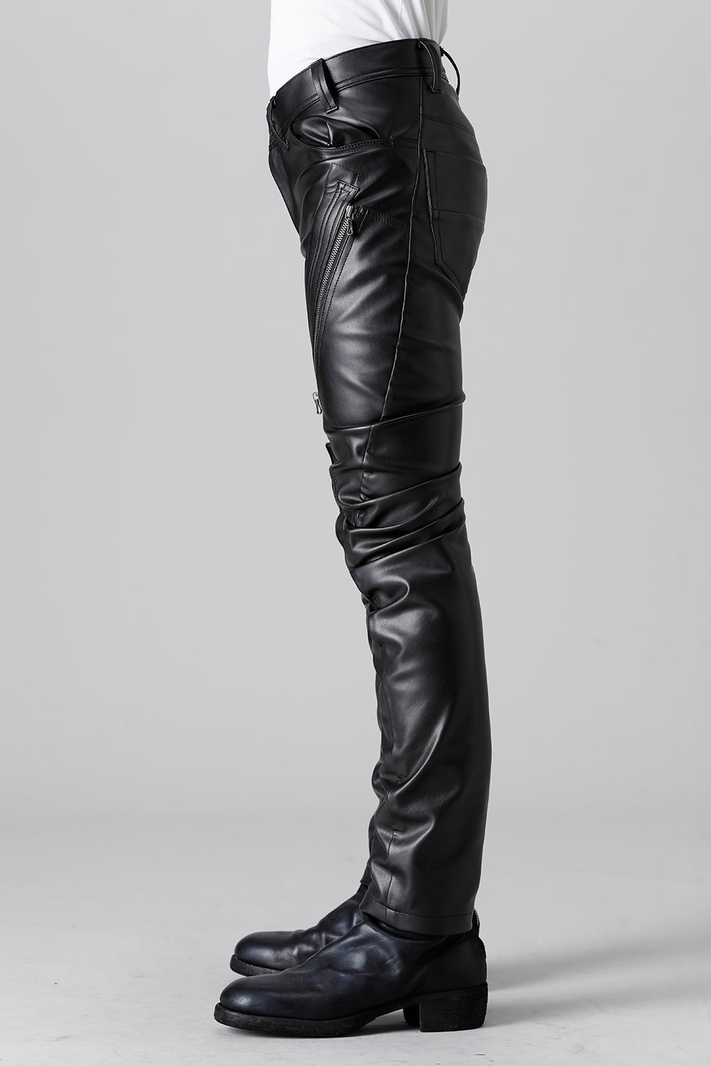 Synthetic Leather Pleather Indirect Pants