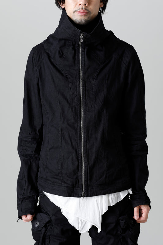 9oz Stretch Denim Front Zip Blouson Black