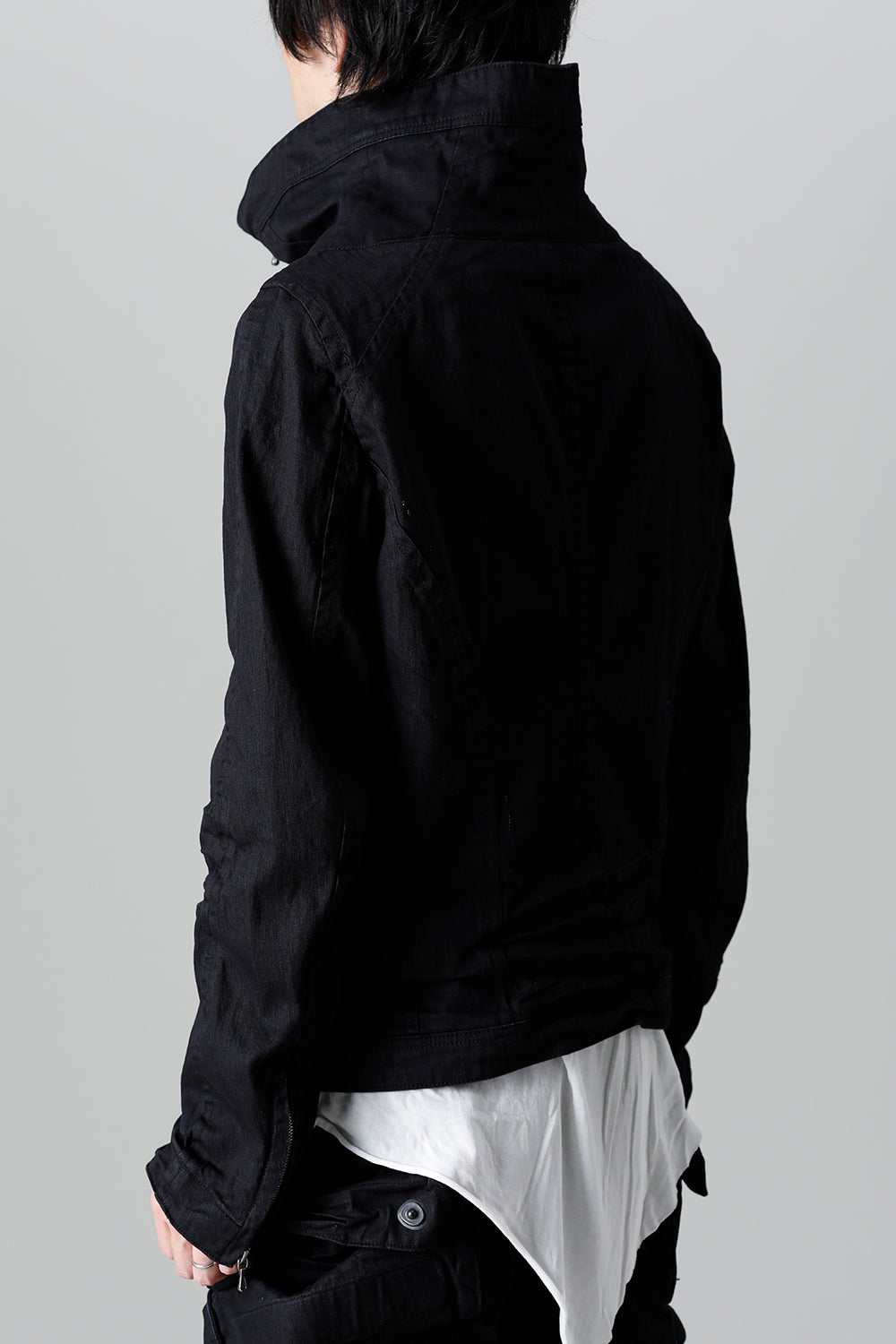 9oz Stretch Denim Front Zip Blouson Black