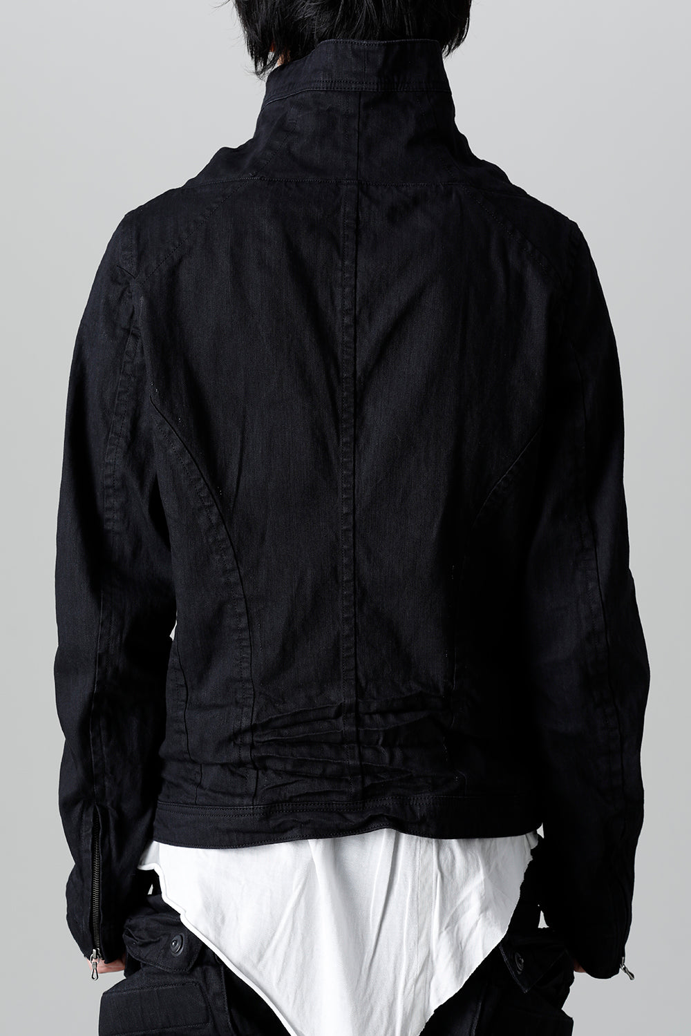 9oz Stretch Denim Front Zip Blouson Black