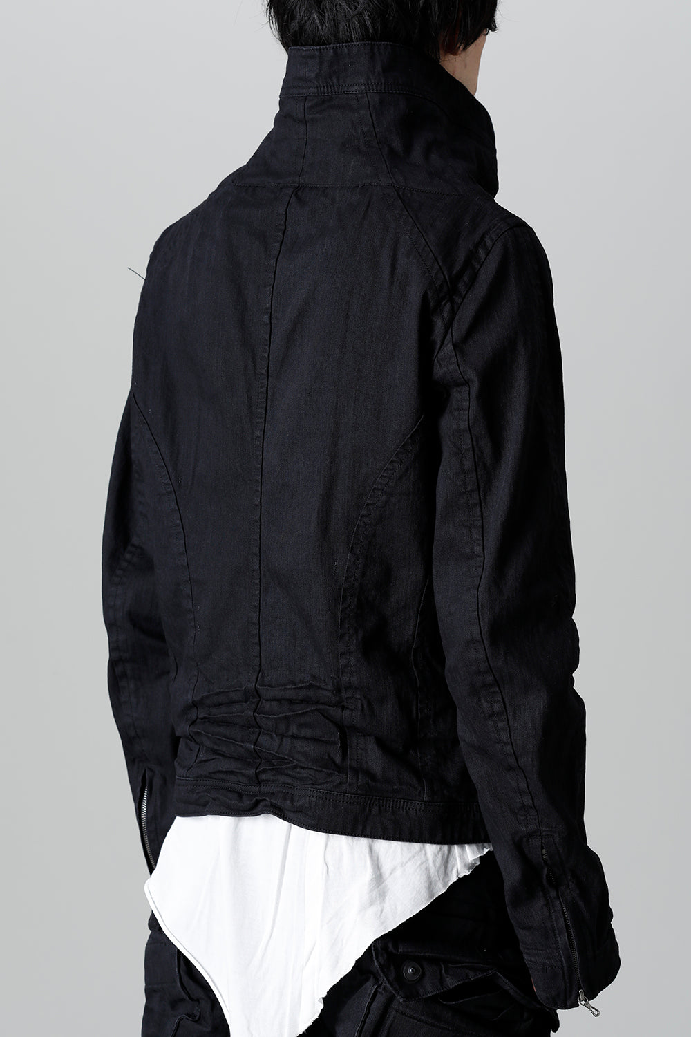 9oz Stretch Denim Front Zip Blouson Black