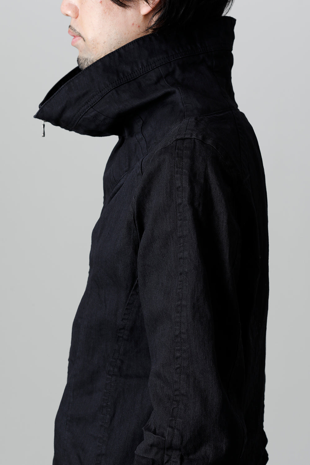 9oz Stretch Denim Front Zip Blouson Black