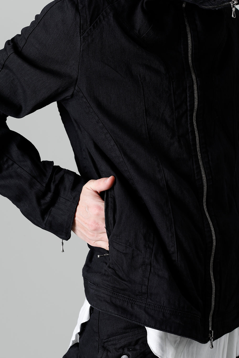 9oz Stretch Denim Front Zip Blouson Black